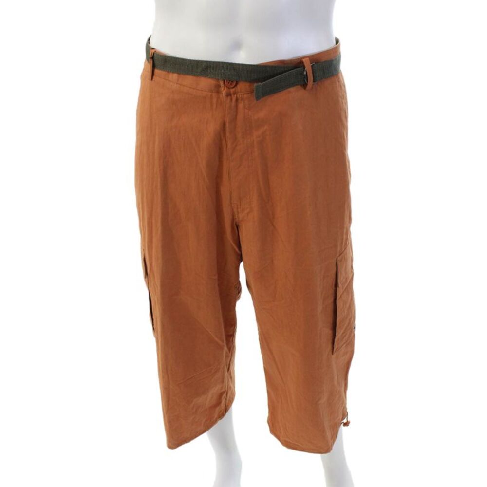Royal Cup Mens Belted Multi-Pocket Button Closure Cargo Shorts Orange Size 52